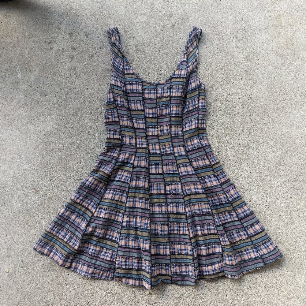 Patchwork Sleeveless Fit and Flare Plaid Dress
